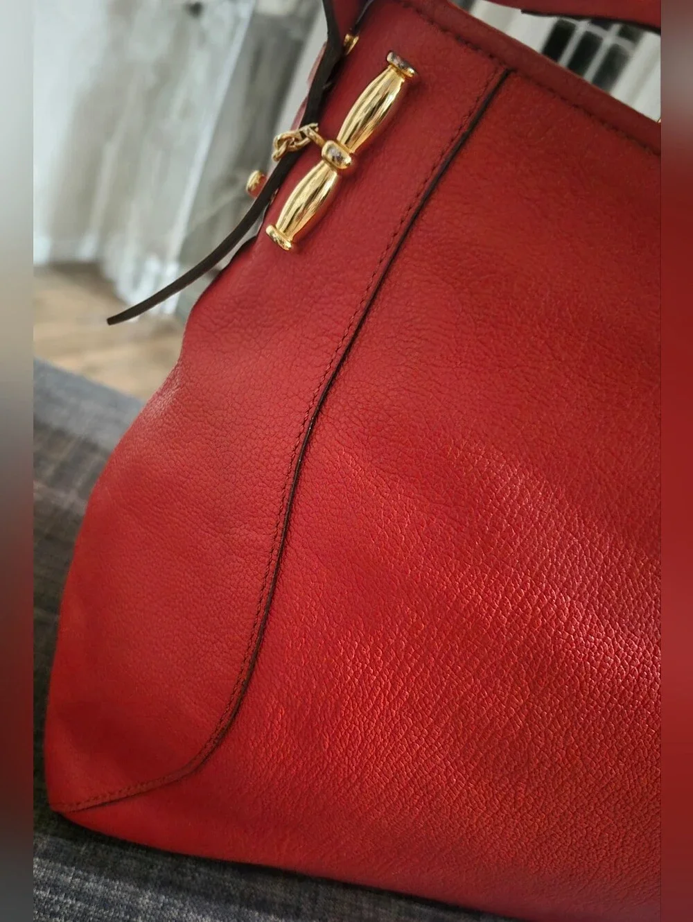 RALPH LAUREN-Deep Russet Leather Crossbody W/Gold Hardware. Prestige Cond!